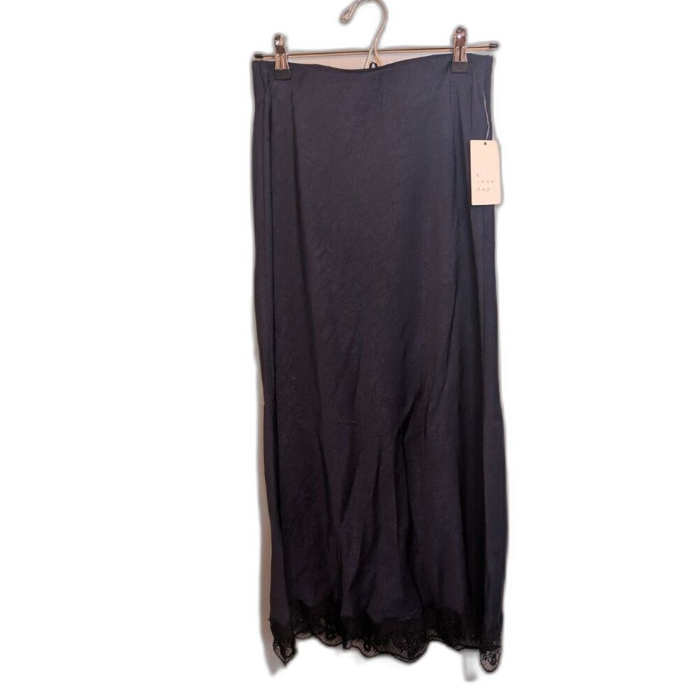 Women's Lace Trim Midi Skirt - A New Day- Navy Size S